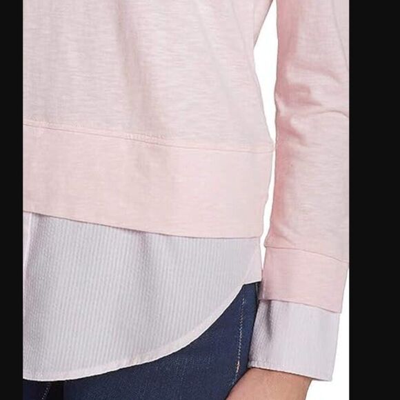 Tommy Hilfiger Women's 2 Layered Pink Blouse Sweater size Small - Picture 4 of 12